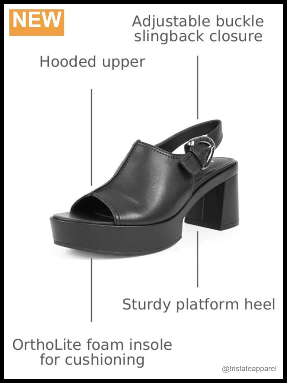 Faux Leather Platform Slingback Heeled Sandal Ortholite Comfort